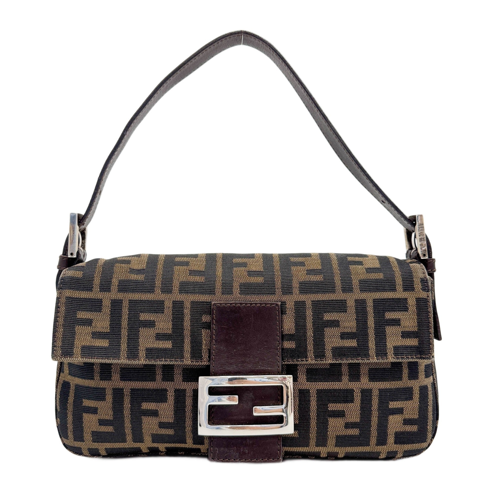 Baguette Brown Zucca Canvas Shoulder Bag