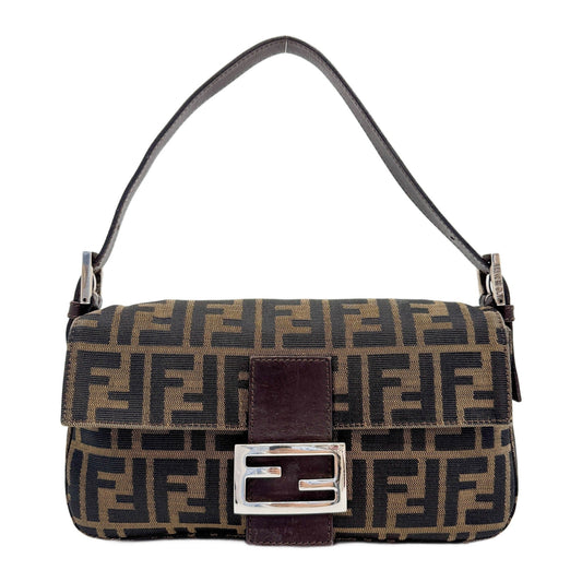 Baguette Brown Zucca Canvas Shoulder Bag