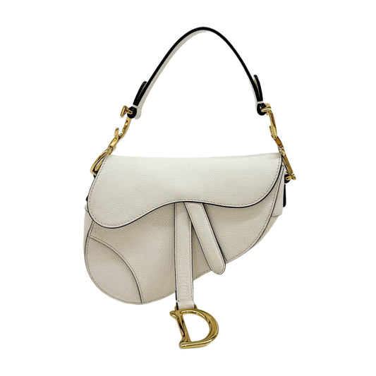Mini Saddle Off-White Leather Shoulder Bag