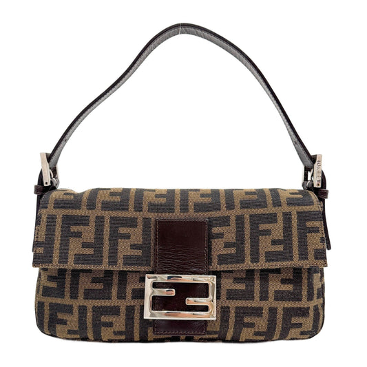Baguette Brown Zucca Canvas Shoulder Bag