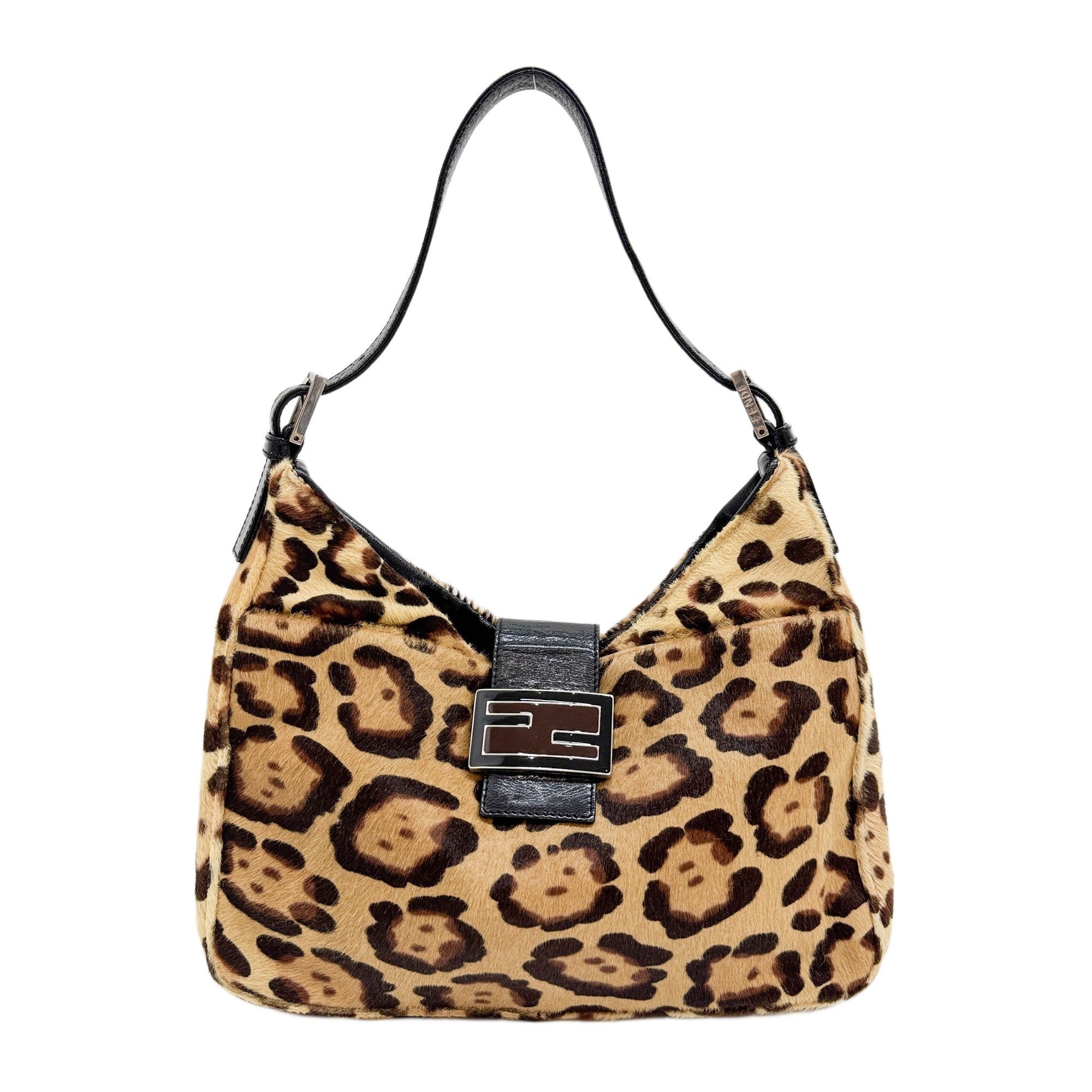 Brown Cheetah Pony Hair Shoulder Bag