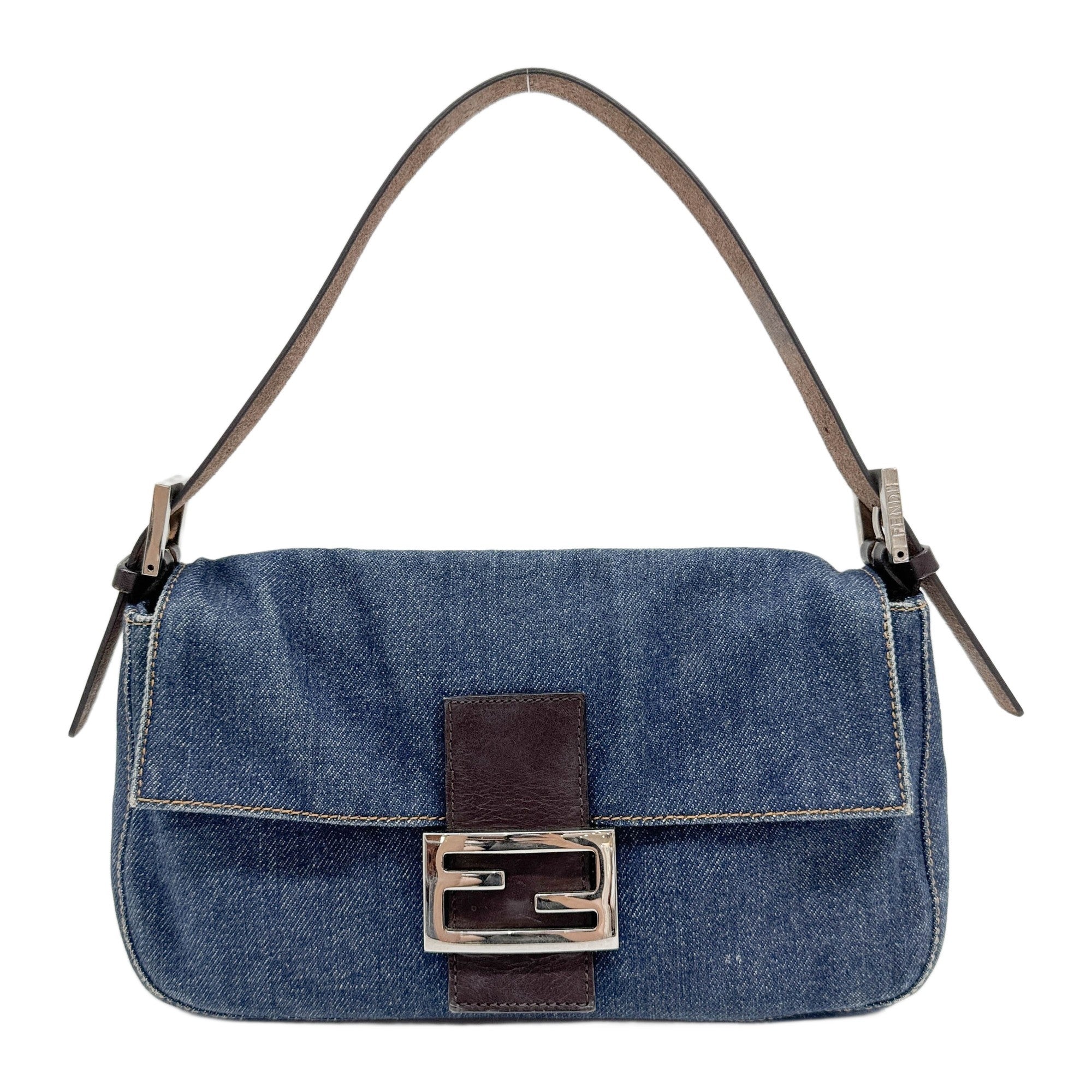Baguette Blue Denim Shoulder Bag
