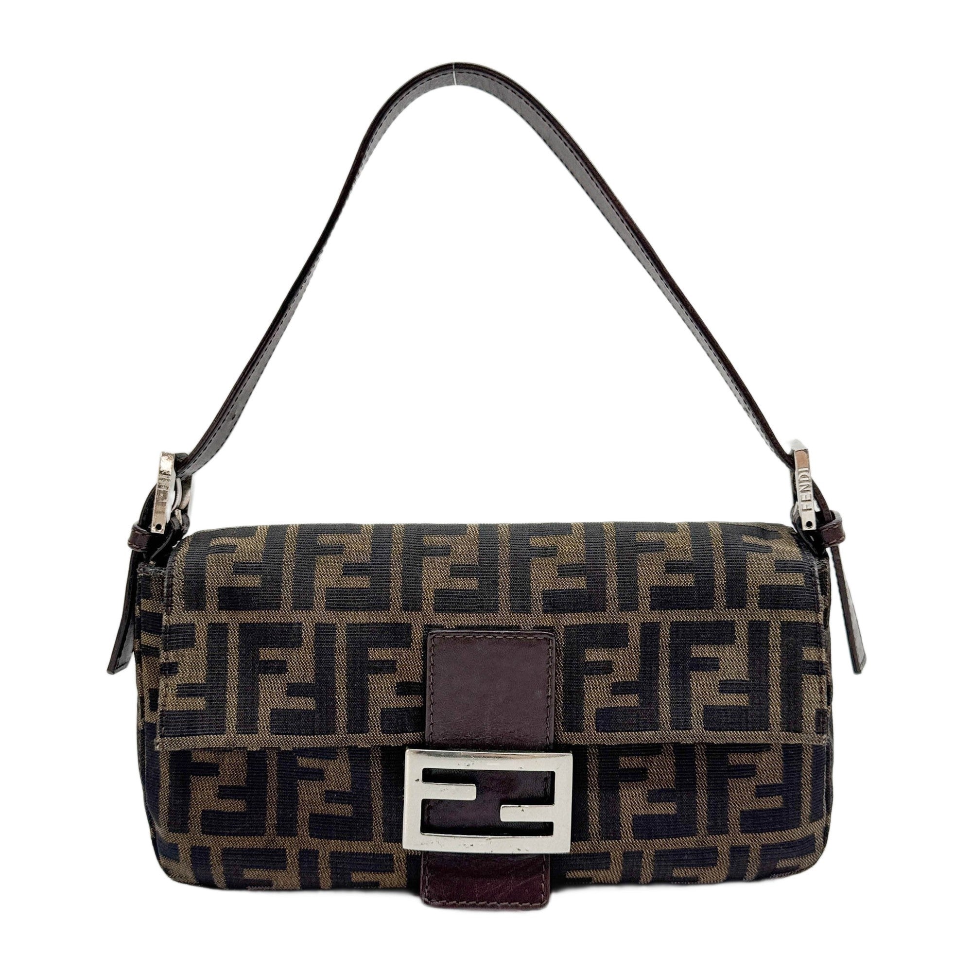 Baguette Brown Zucca Canvas Shoulder Bag