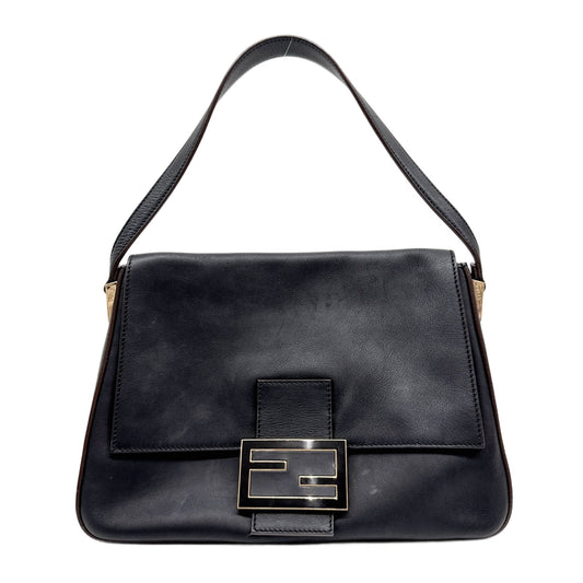 Mamma Baguette Black Leather Shoulder Bag