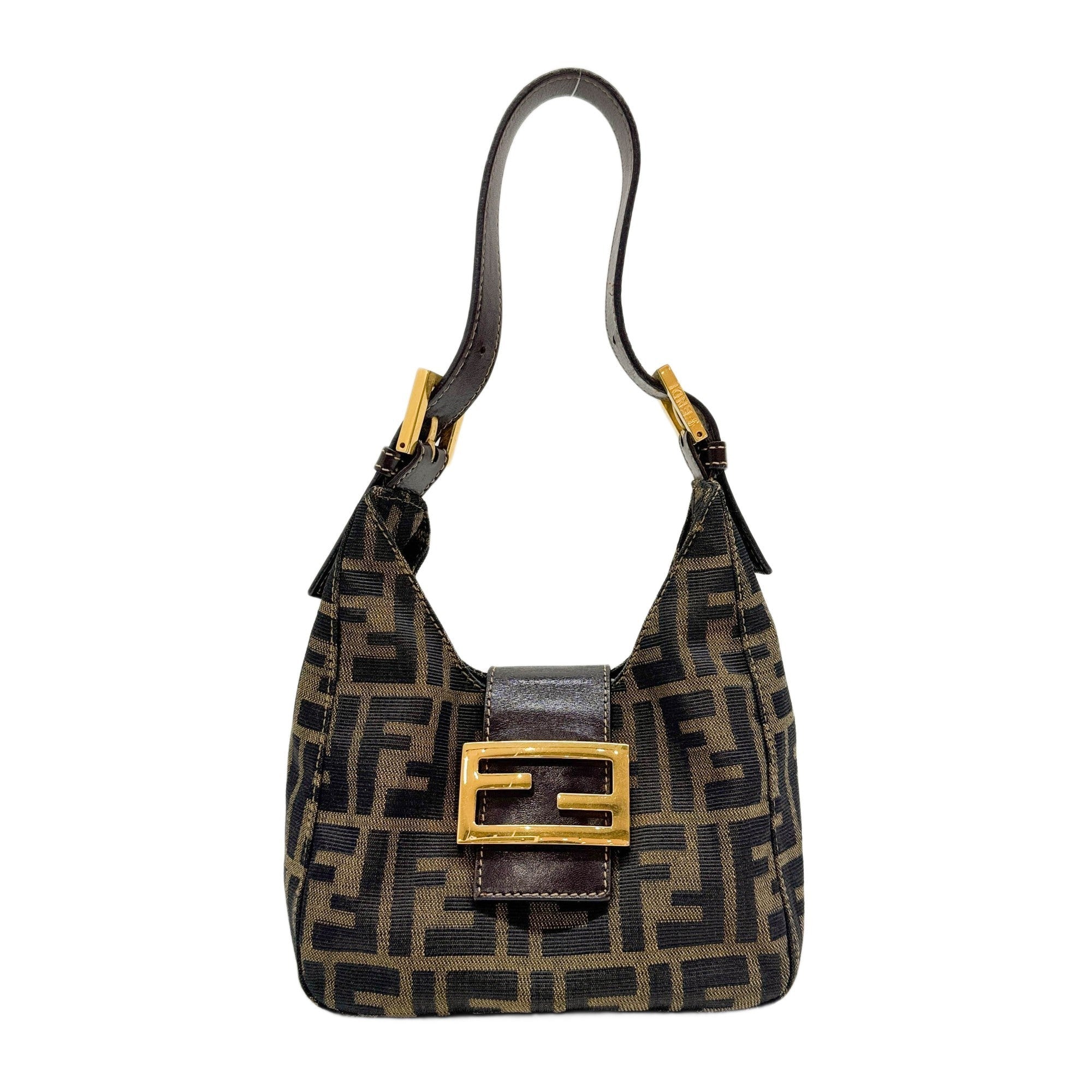 Small Croissant Brown Zucca Canvas Hand Bag