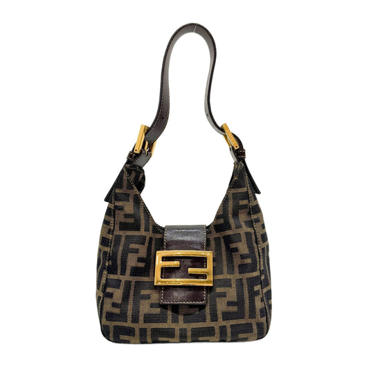 Small Croissant Brown Zucca Canvas Hand Bag