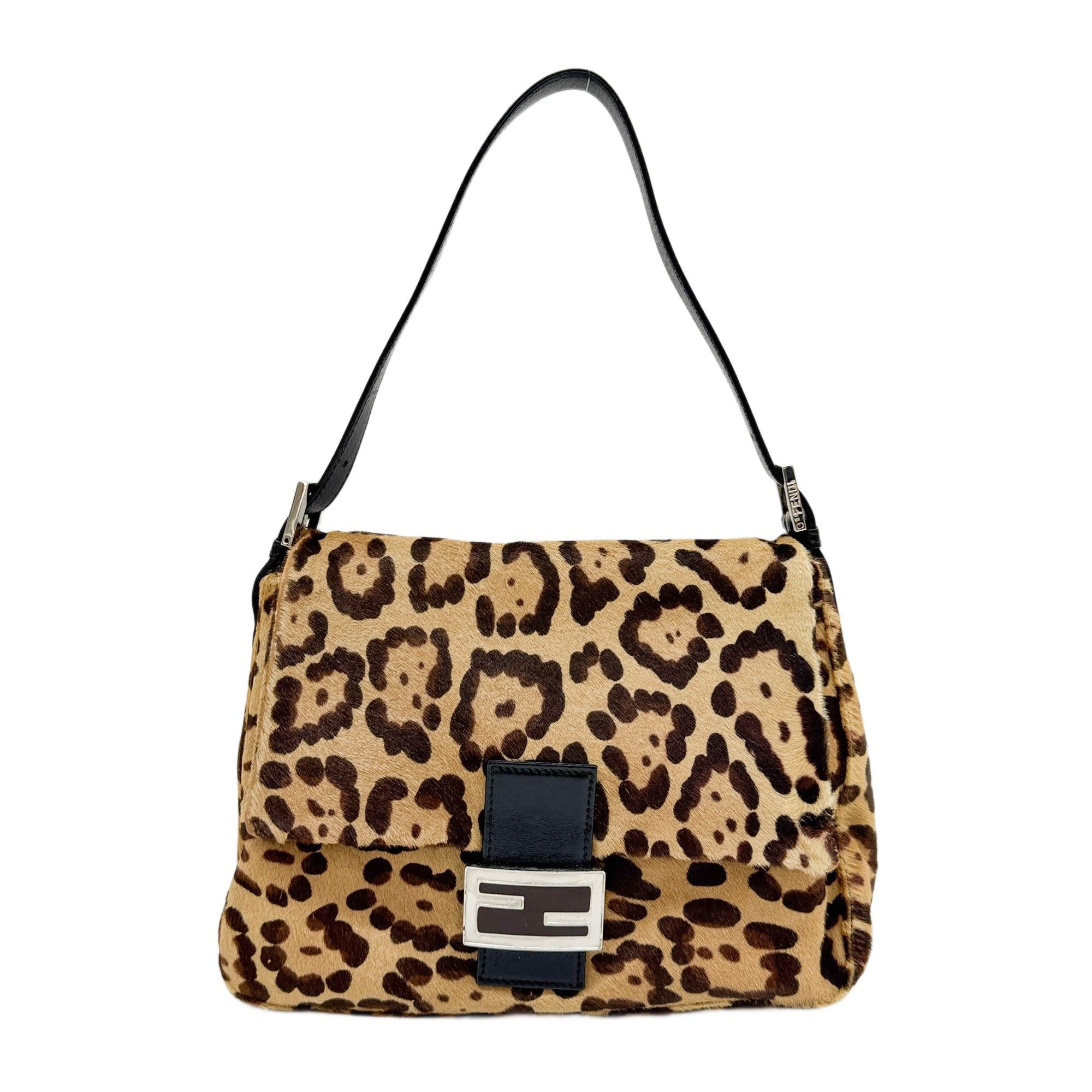 Mamma Baguette Brown Cheetah Pony Hair Shoulder Bag