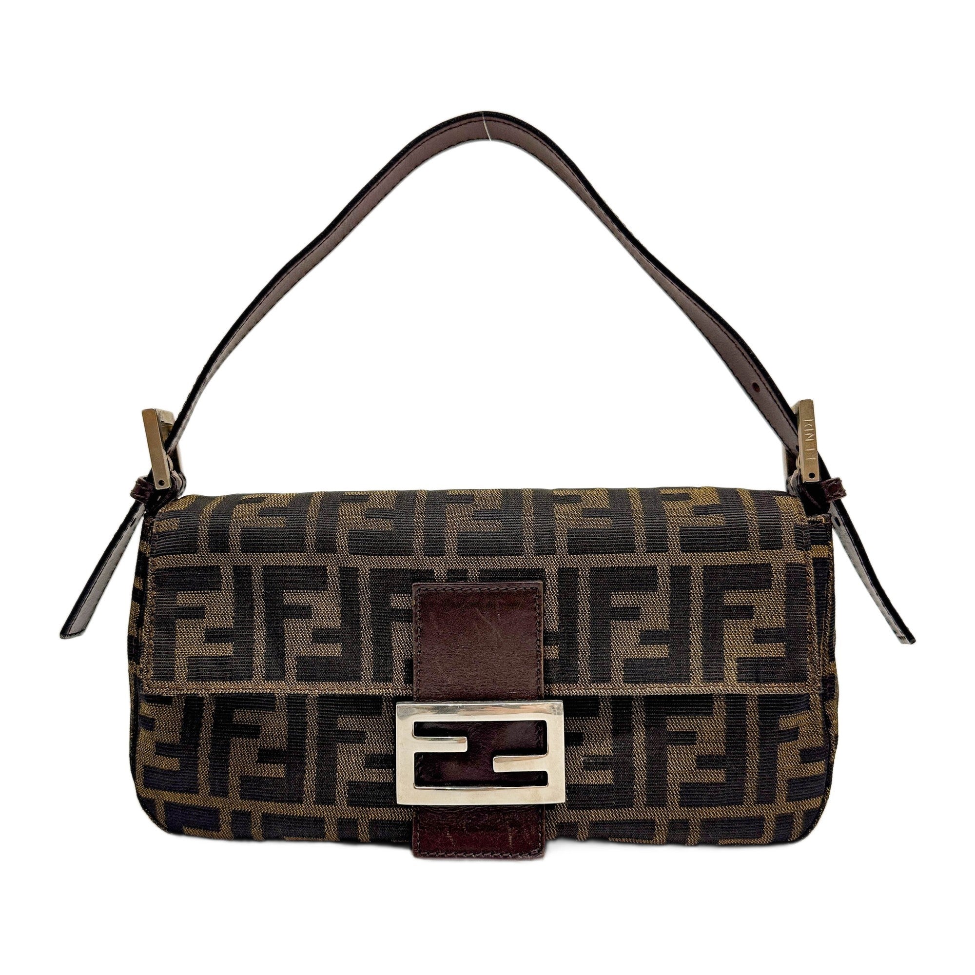 Baguette Brown Zucca Canvas Shoulder Bag