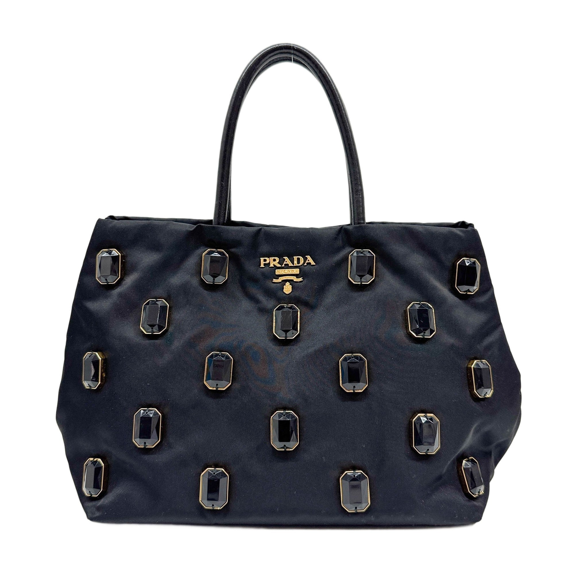 Rhinestone Black Nylon Shoulder Bag