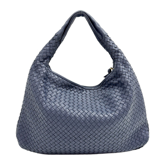 Intrecciato Blue Leather Shoulder Bag