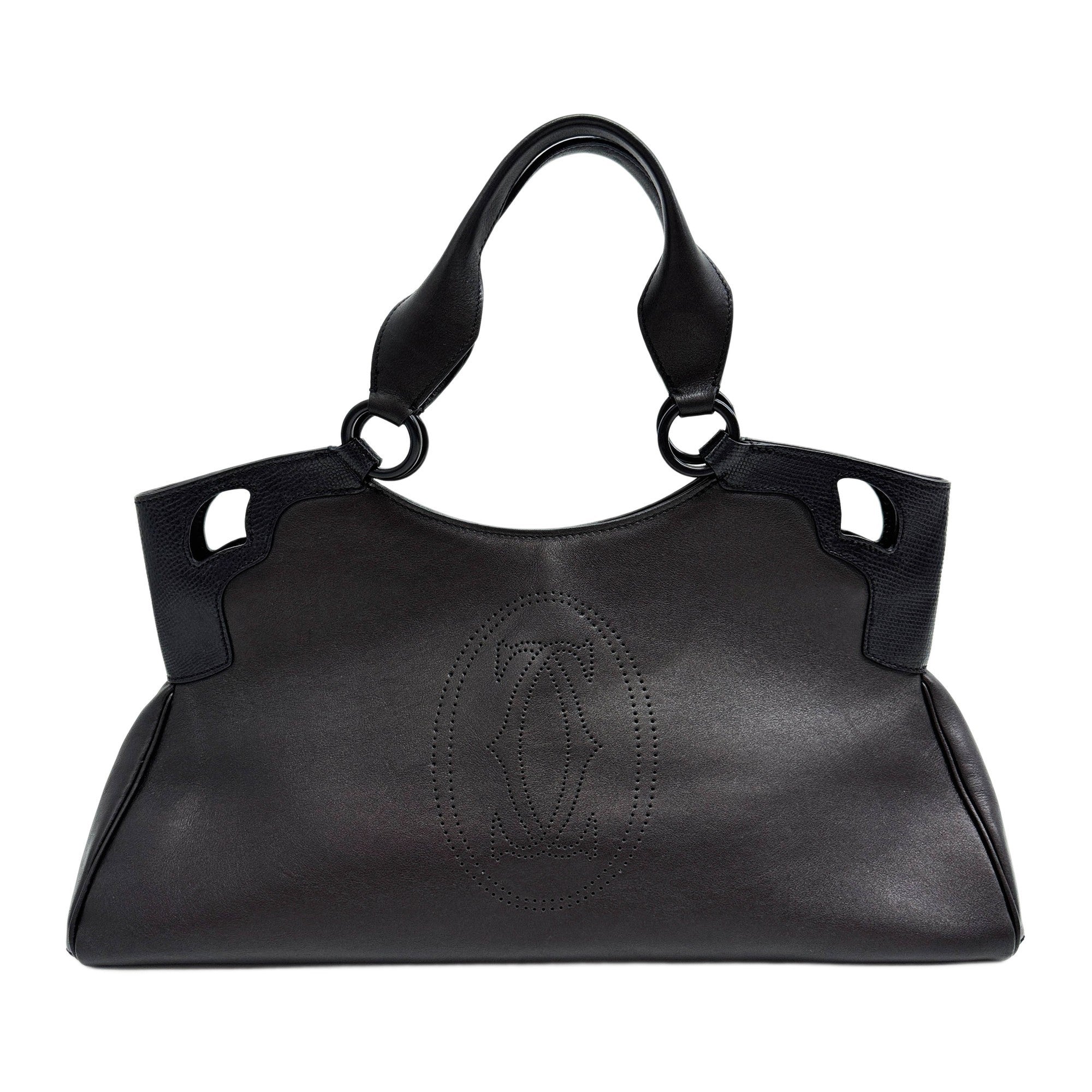 Marcello Black Calfskin Leather Handle Bag