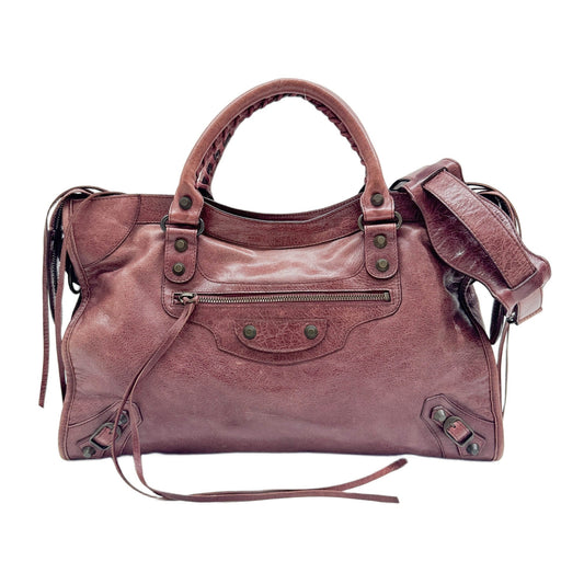 The City Red Brown Leather Two Way Bag