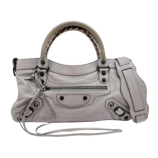 The First Grey Leather Two Way Bag