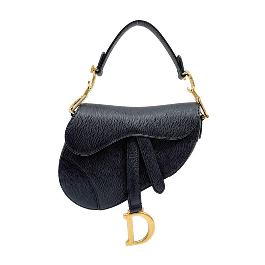 Mini Saddle Black Leather Handle Bag