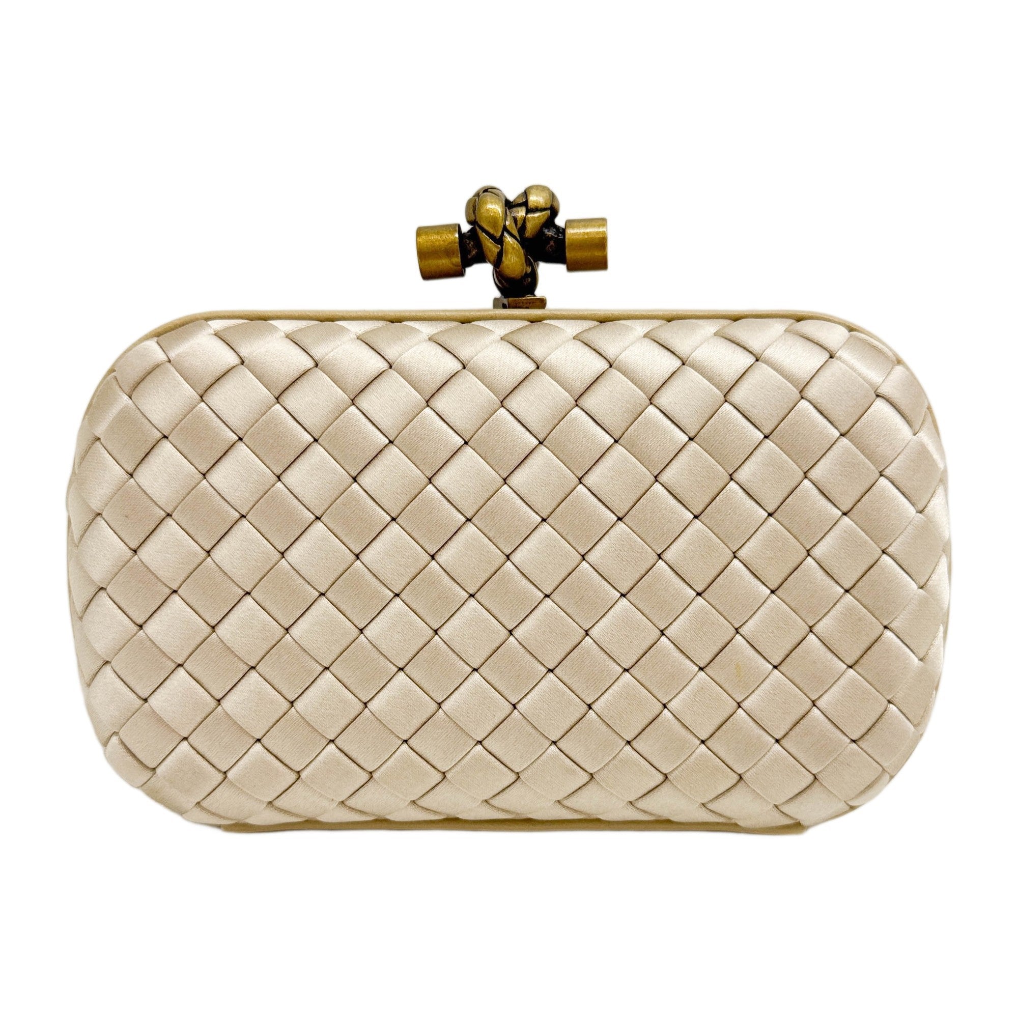 Intrecciato Gold Satin Clutch Bag