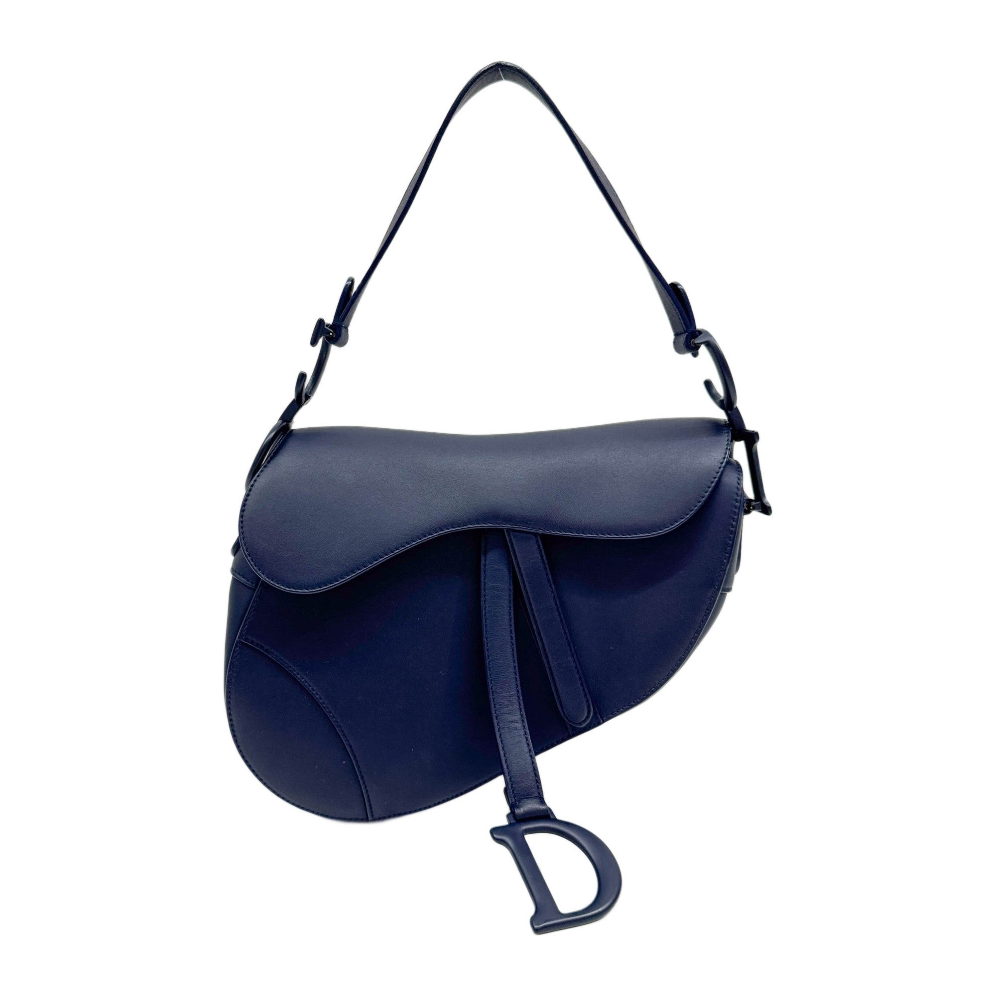 Saddle Matte Blue Hardware Blue Leather Shoulder Bag
