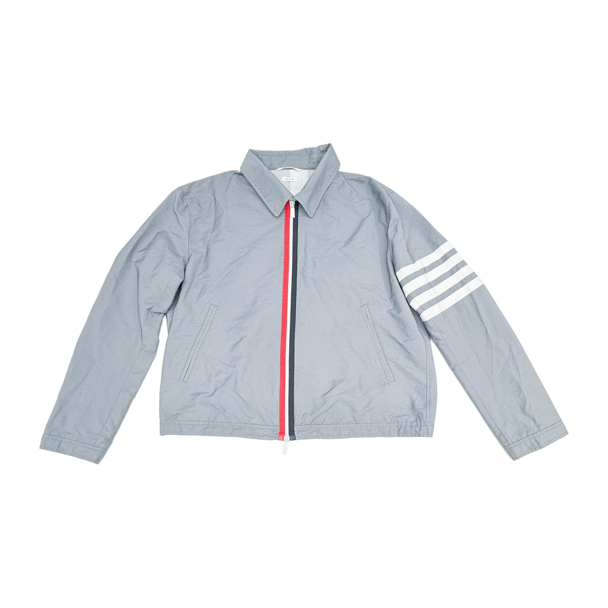 Grey Nylon Windbreaker Jacket