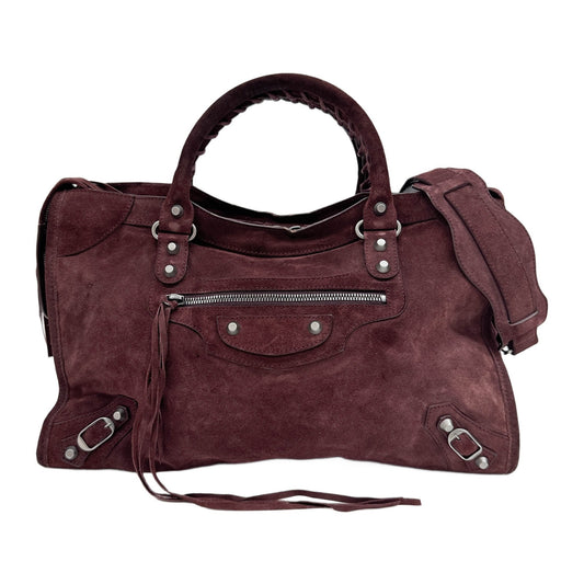The City Red Suede Hand Bag