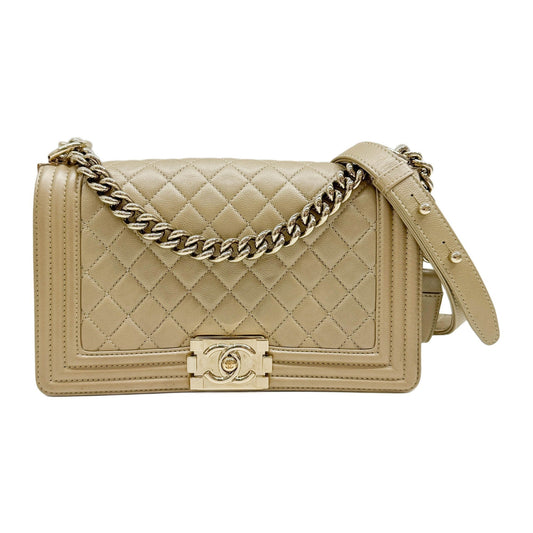 2017 Boy Caviar Skin Gold Leather Shoulder Bag