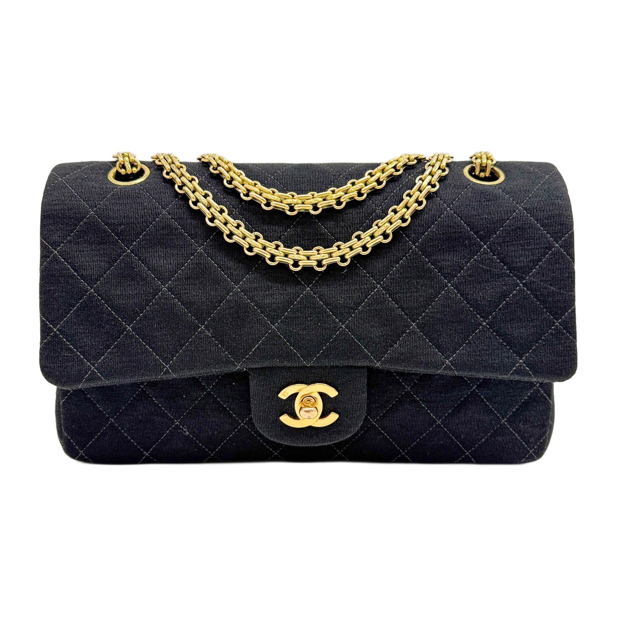 Classic Double Flap 1996-1997 Matelasse Black Cotton Shoulder Bag
