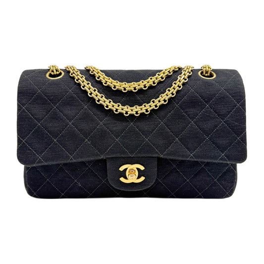Classic Double Flap 1996-1997 Matelasse Black Cotton Shoulder Bag