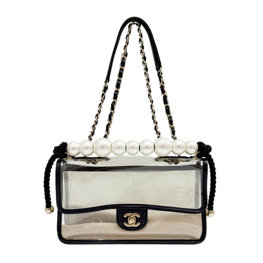 "Sand by the Sea" Runway Flap 2019 Clear Vinyl Shoulder Bag