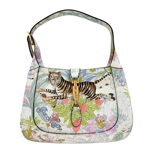 Jackie 1961 Gucci Tiger Print Leather Shoulder Bag