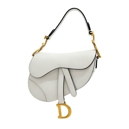 Mini Saddle Bag White Leather Handle Bag