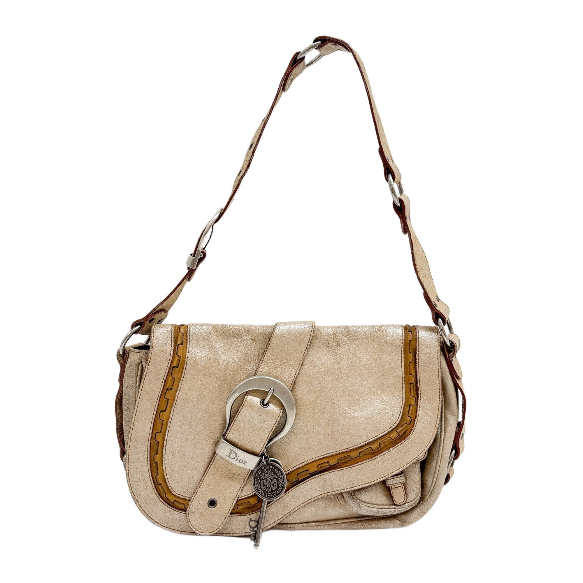 Gaucho Metallic Dark Gold Leather Shoulder Bag