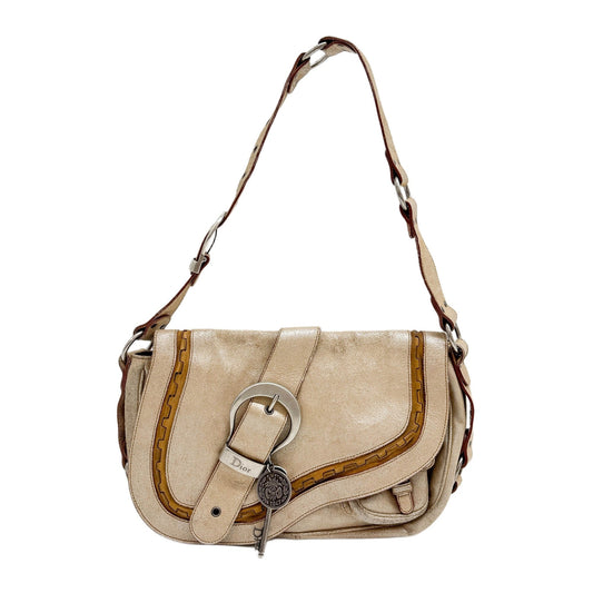 Gaucho Metallic Dark Gold Leather Shoulder Bag