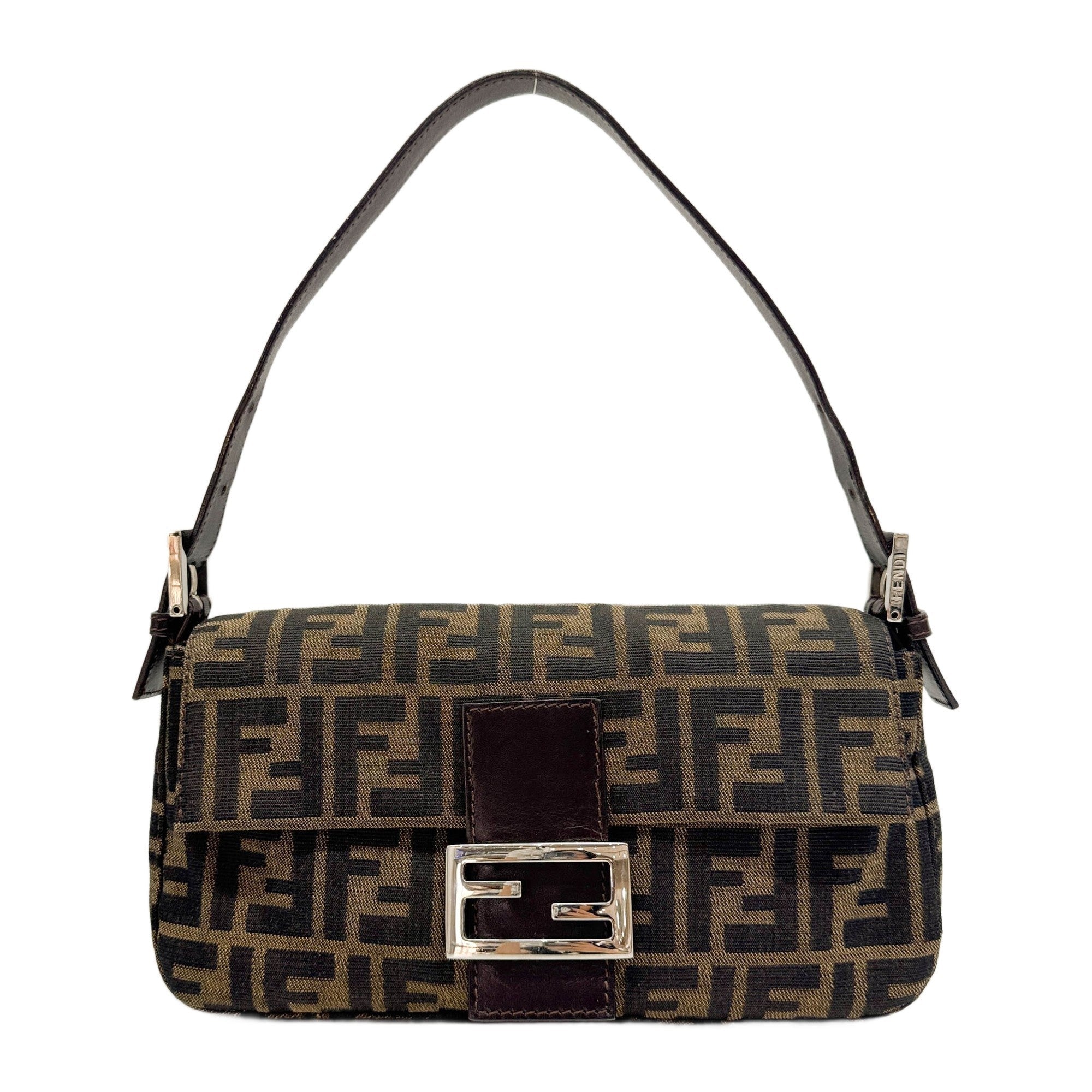 Baguette Brown Zucca Canvas Shoulder Bag