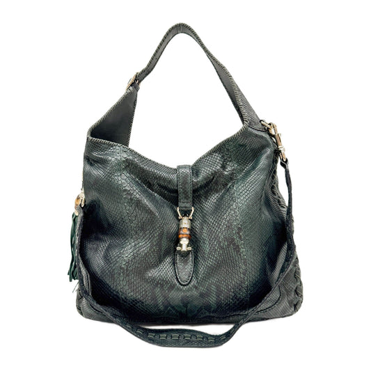 New Jackie Green Python Leather Shoulder Bag
