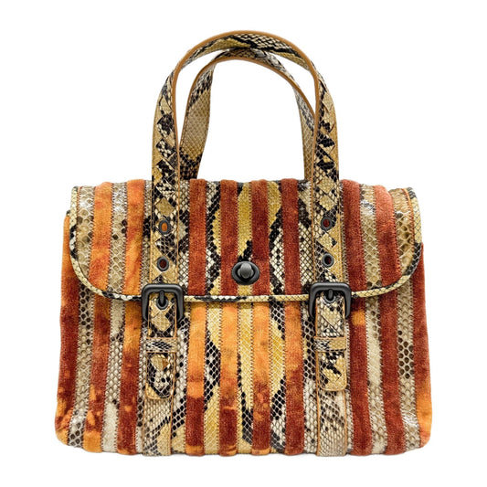 Orange Velvet & Python Embossed Leather Two Way Bag