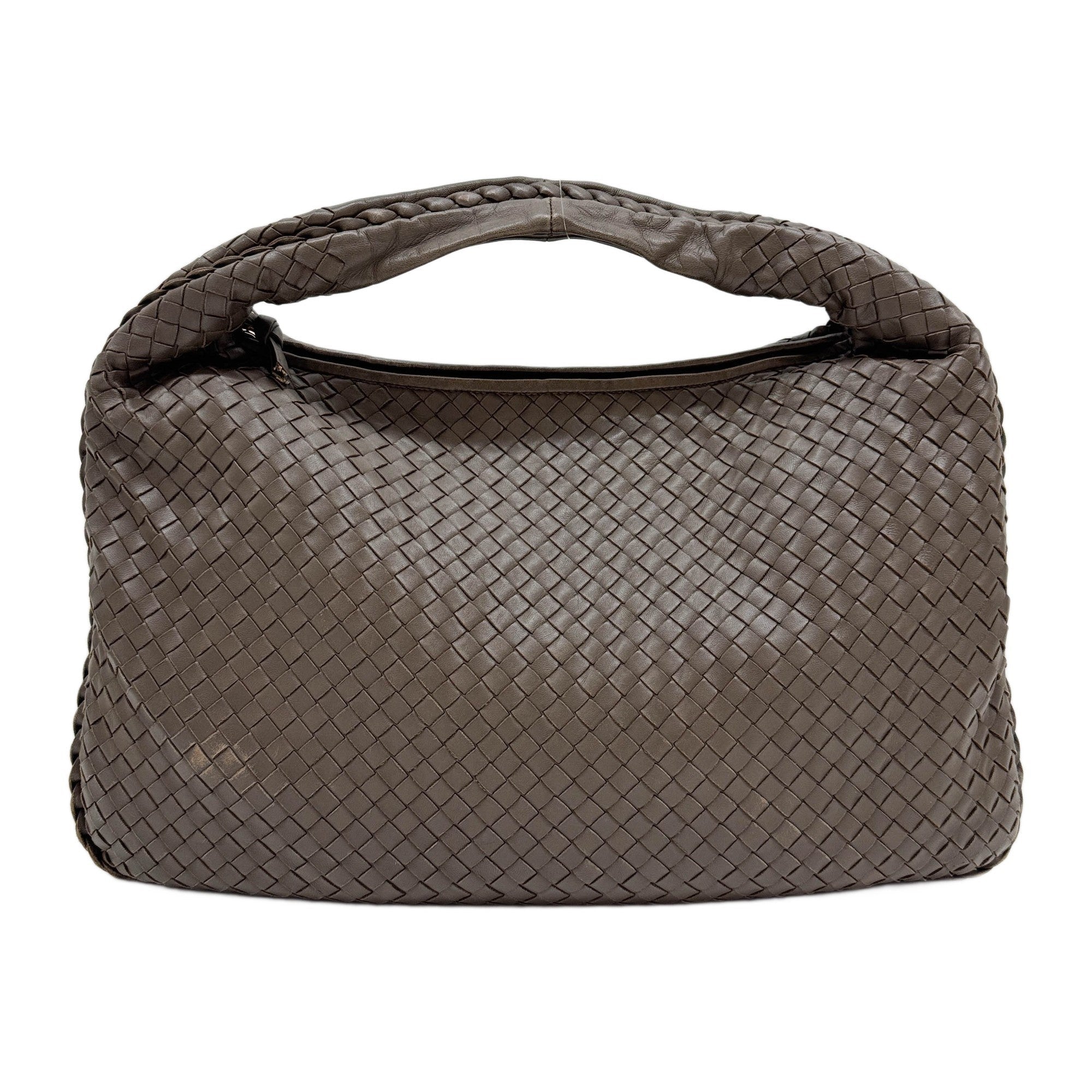 Intrecciato Brown Leather Shoulder Bag