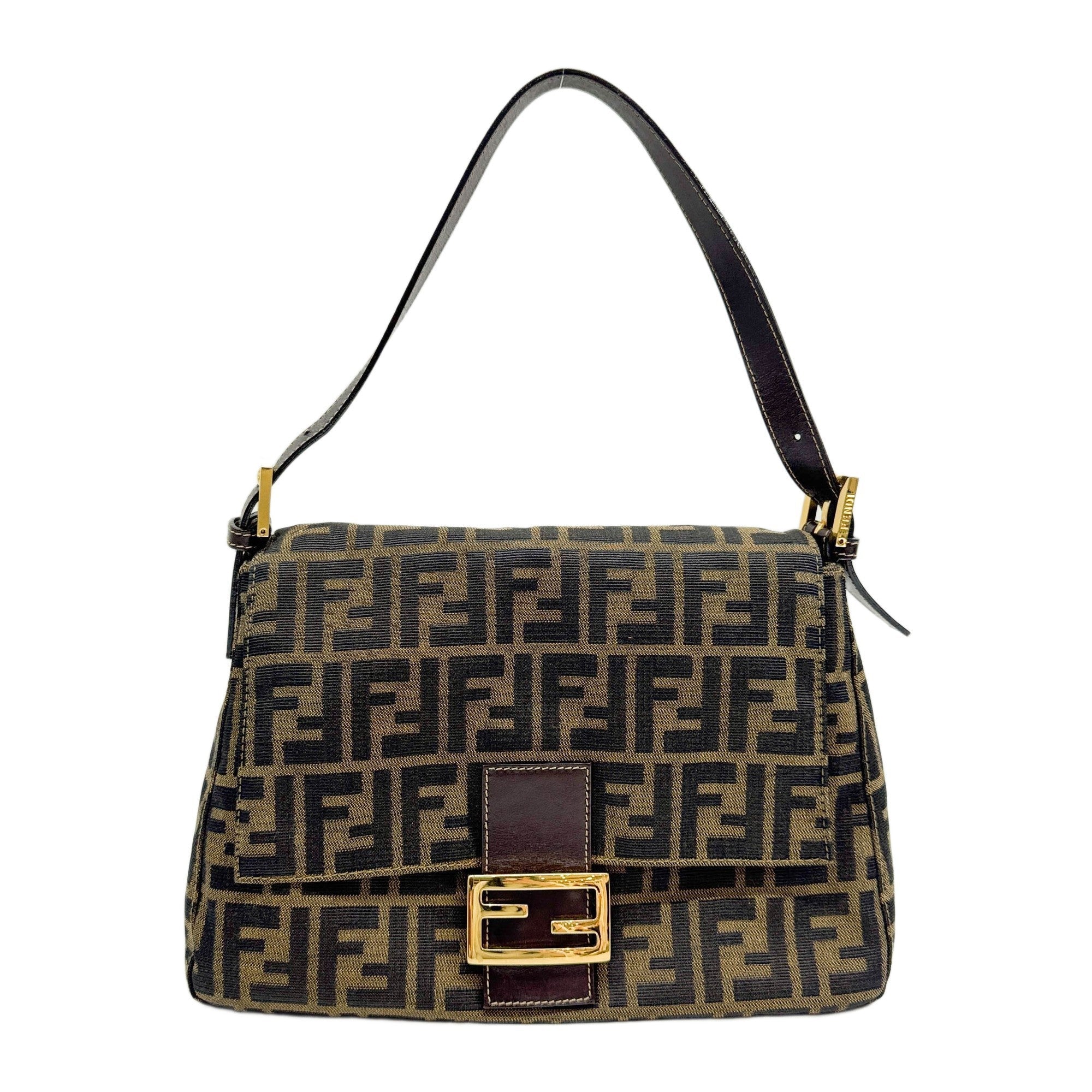 Mamma Baguette Brown Zucca Canvas Shoulder Bag