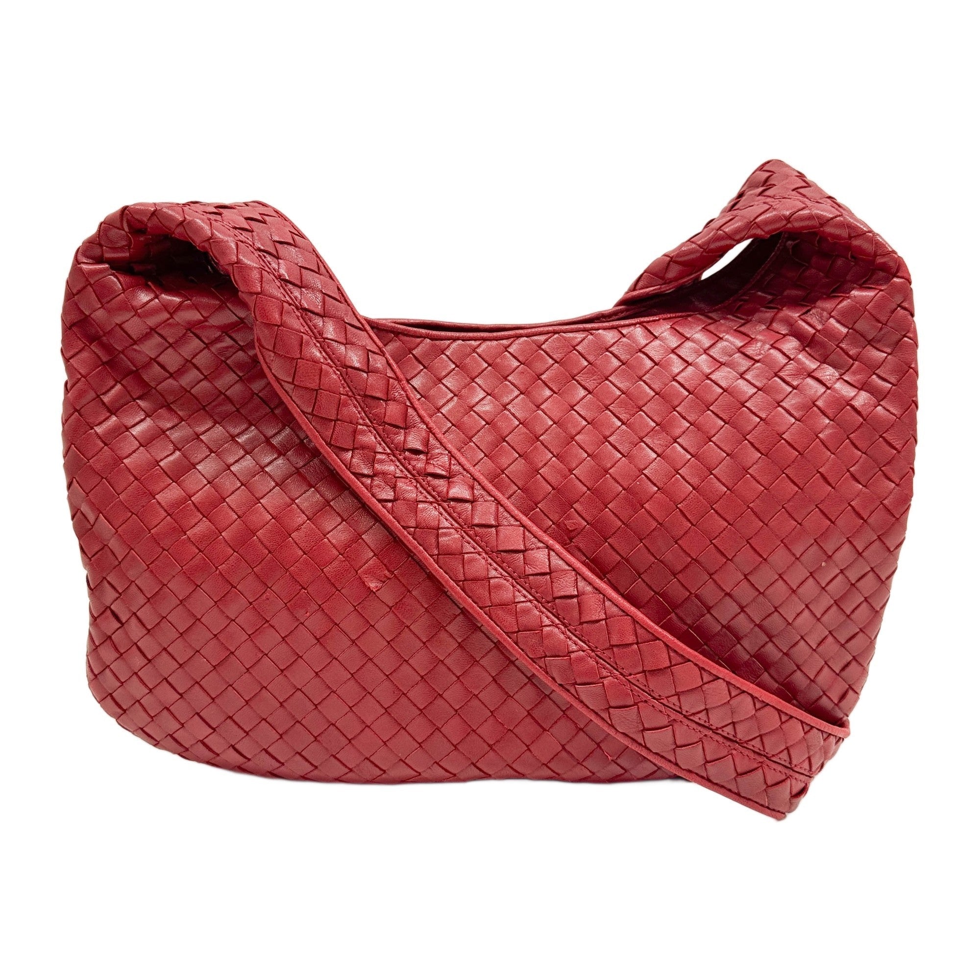Intrecciato Red Leather Crossbody Bag