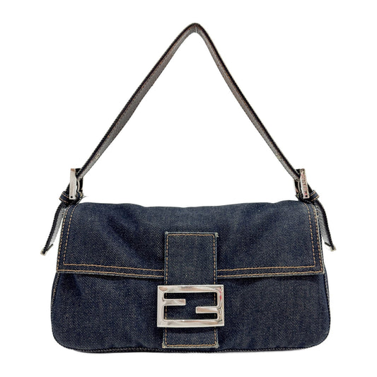 Baguette Blue Denim Shoulder Bag