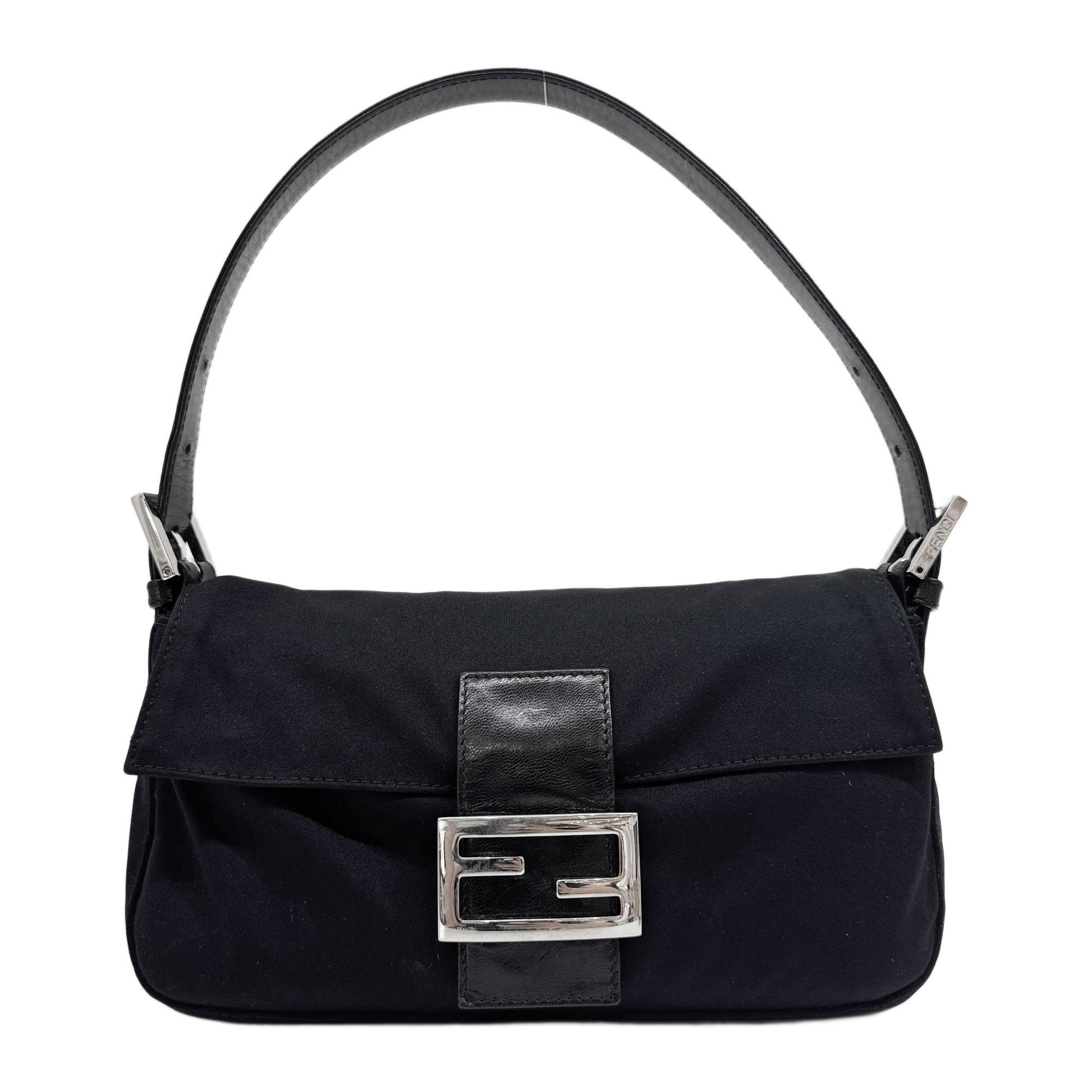 Baguette Black Neoprene Shoulder Bag