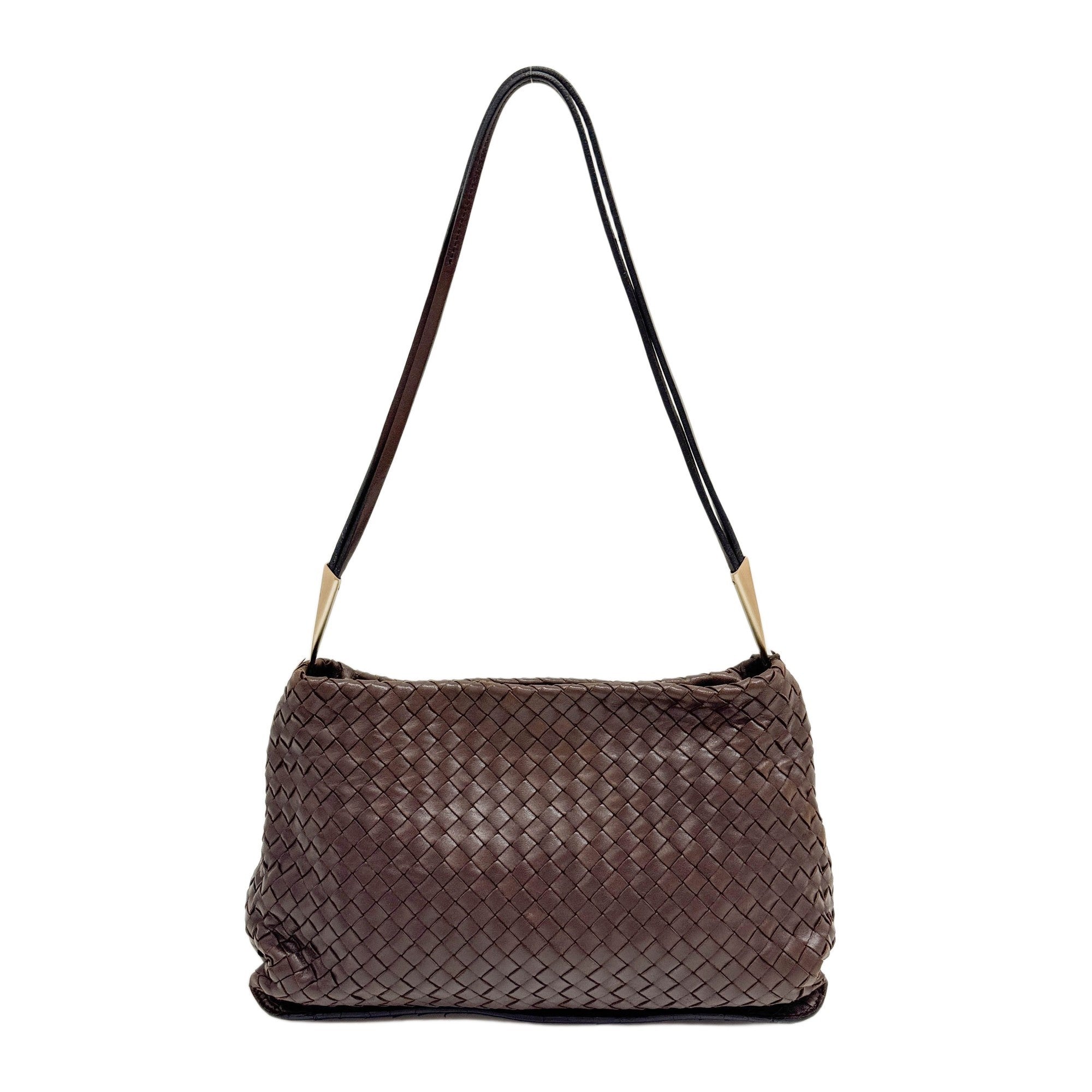 Intrecciato Brown Leather Shoulder Bag