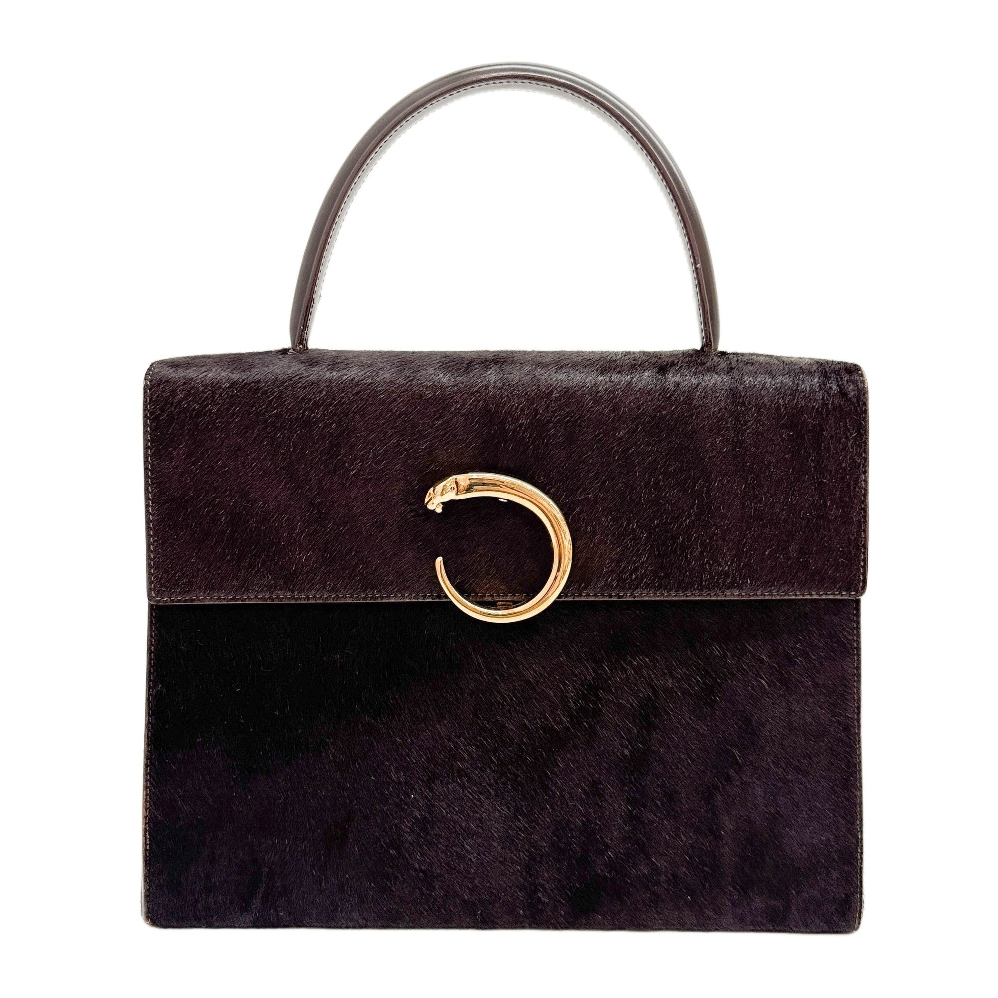 Panthere Brown Pony Hair Handle Bag