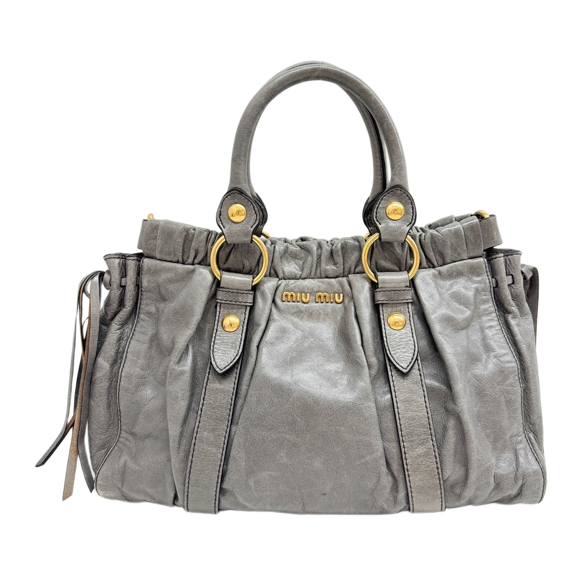 Vitello Grey Leather Two Way Bag