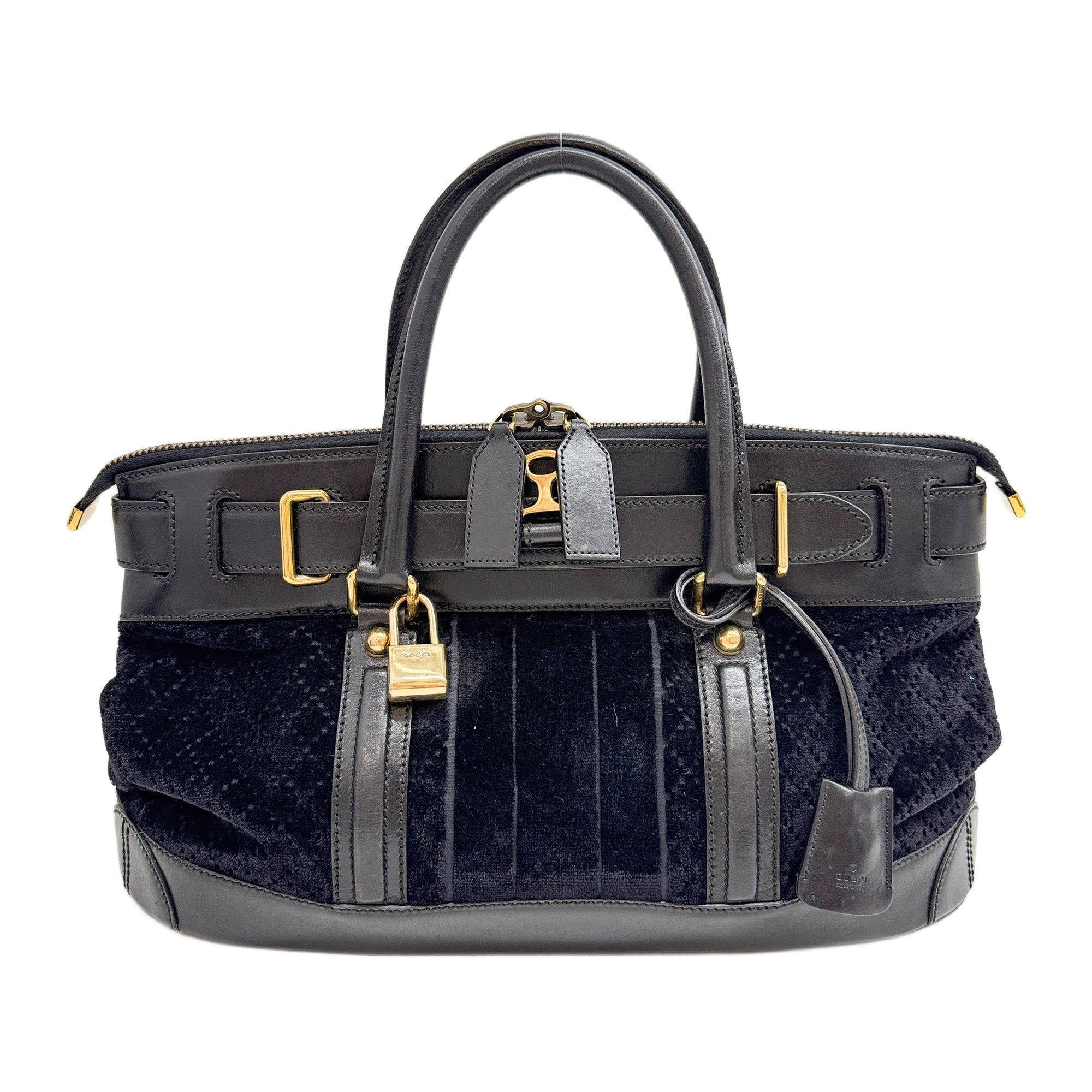 Web Secret Black Diamante Velvet and Leather Hand Bag