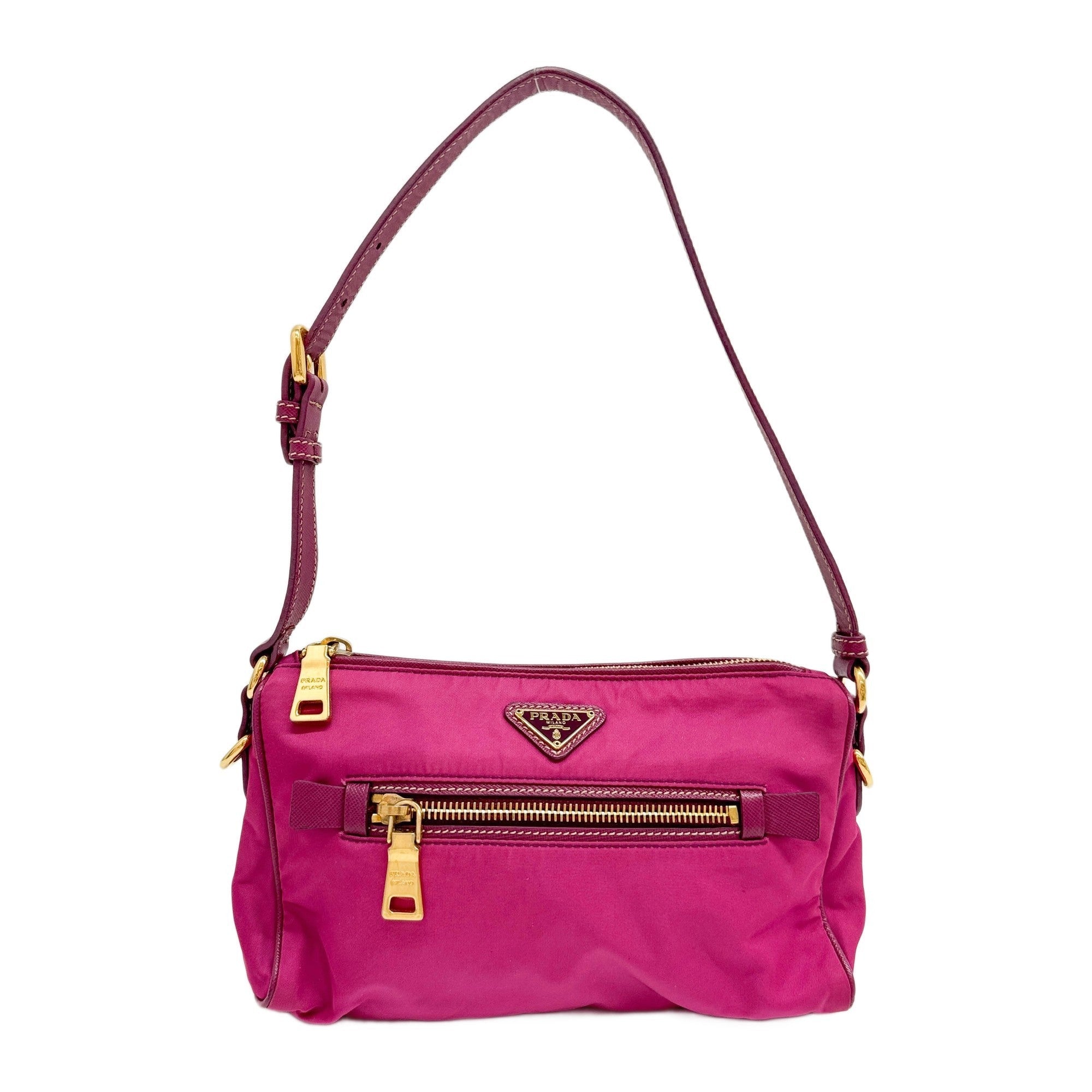 Magenta Pink Nylon Pouch Shoulder Bag