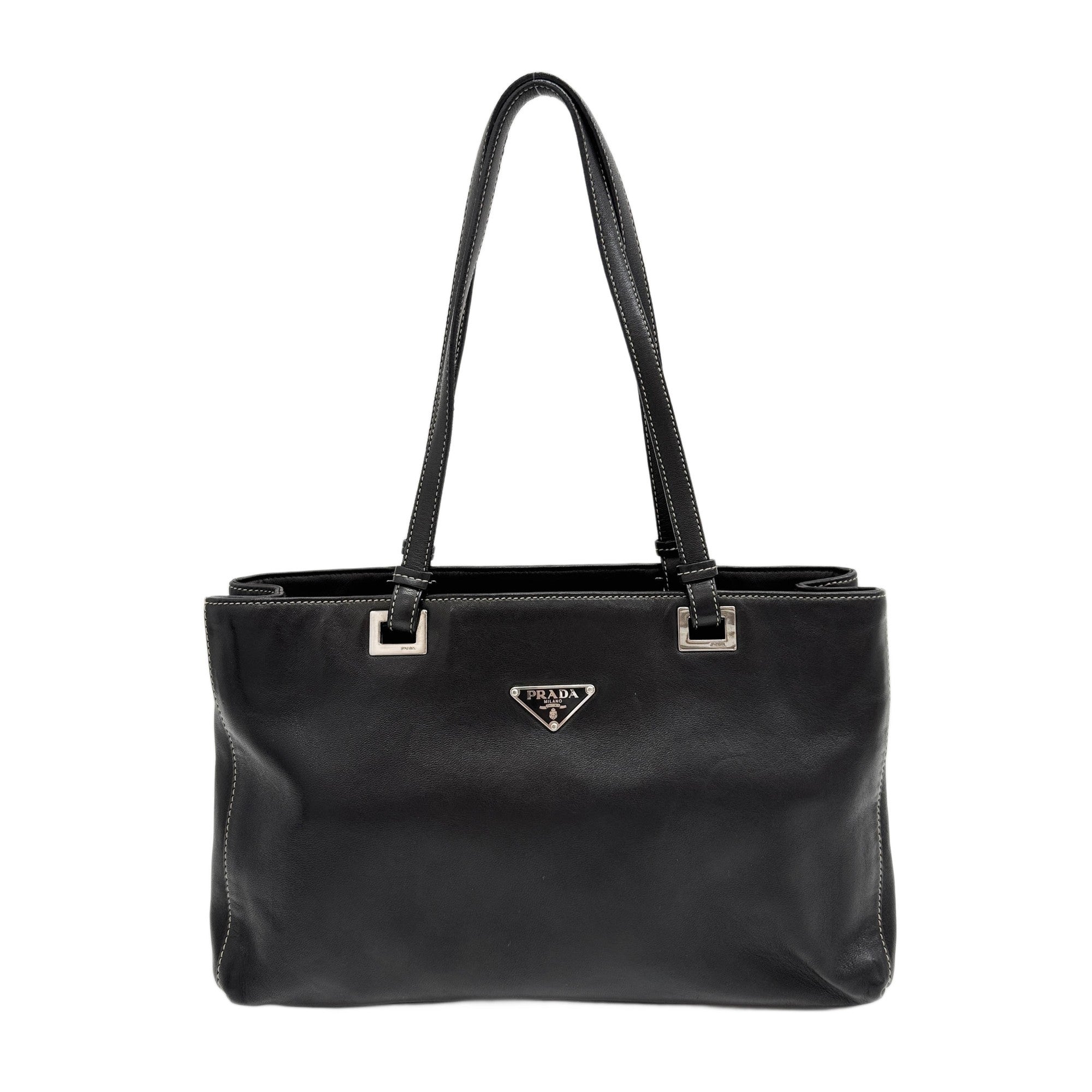 Black Leather Tote Shoulder Bag