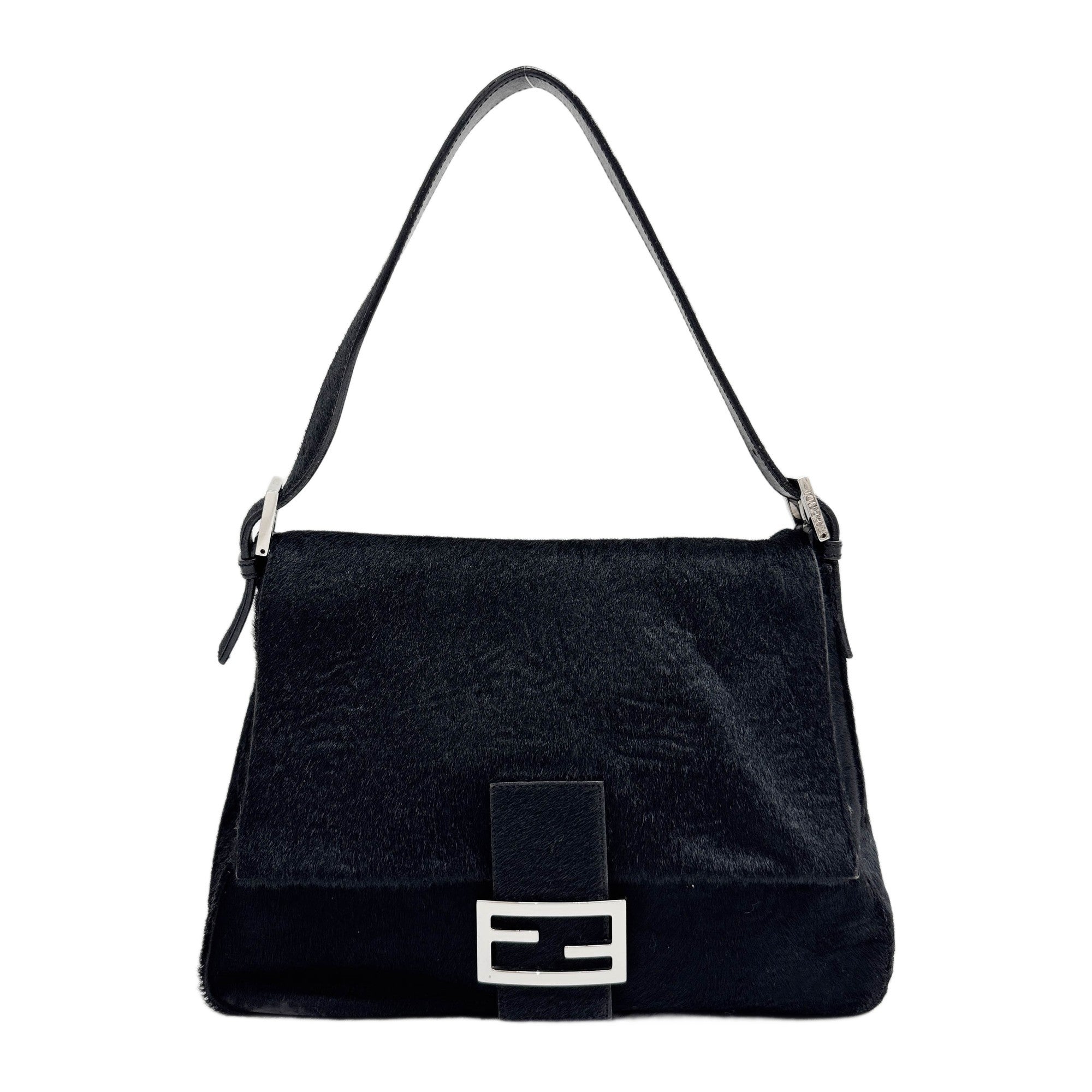 Mamma Baguette Black Pony Hair Shoulder Bag