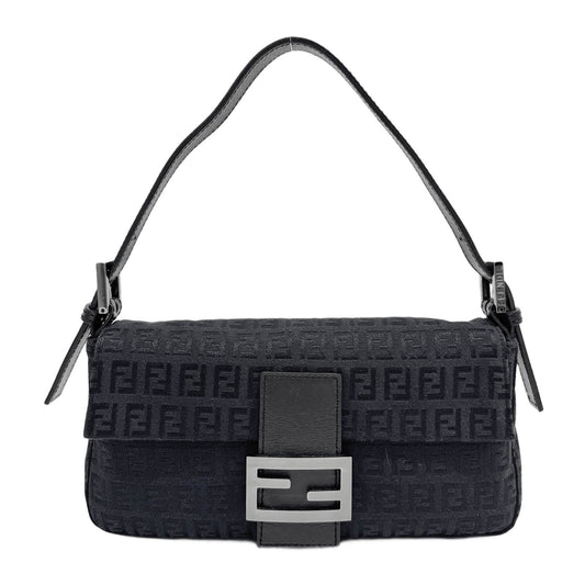 Baguette Black Zucchino Canvas Shoulder Bag