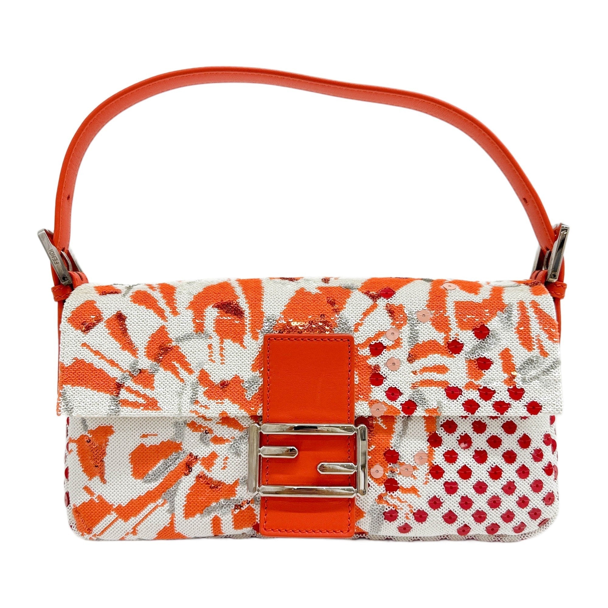 Baguette Multicolor Floral and Polkadot Sequin Shoulder Bag