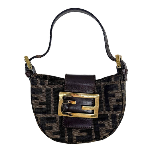 Mini Croissant Brown Zucca Canvas Hand Bag