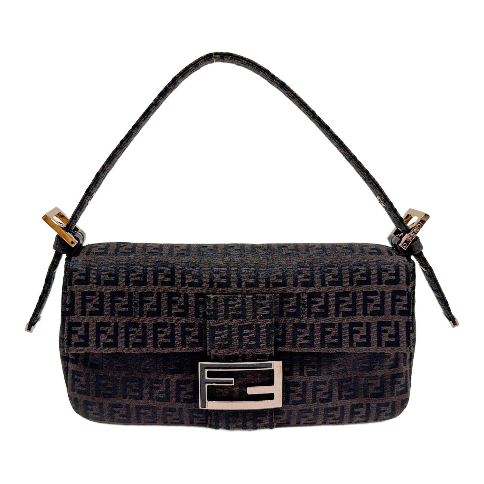 Baguette Espresso Brown Zucca Canvas Shoulder Bag
