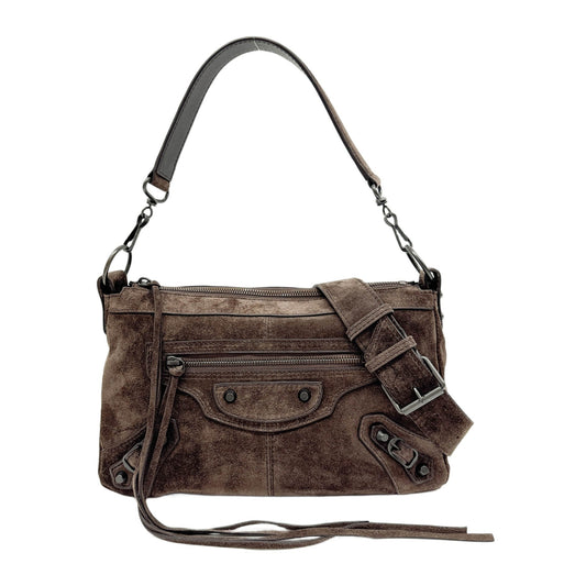 The City Moto Brown Suede Two Way Bag